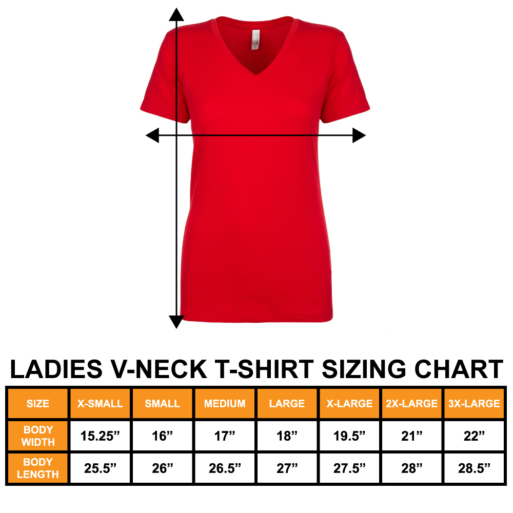 Women's V-Neck T-Shirt Sizing Chart