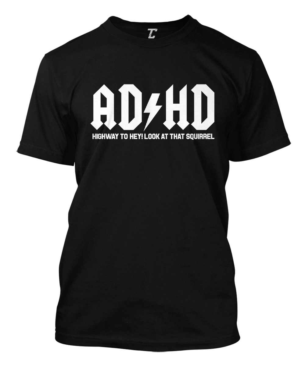 Bevæger sig ikke afhængige Tænk fremad ADHD - Music Rock Band Parody Lightning Funny Joke Men&#039;s T-shirt | eBay