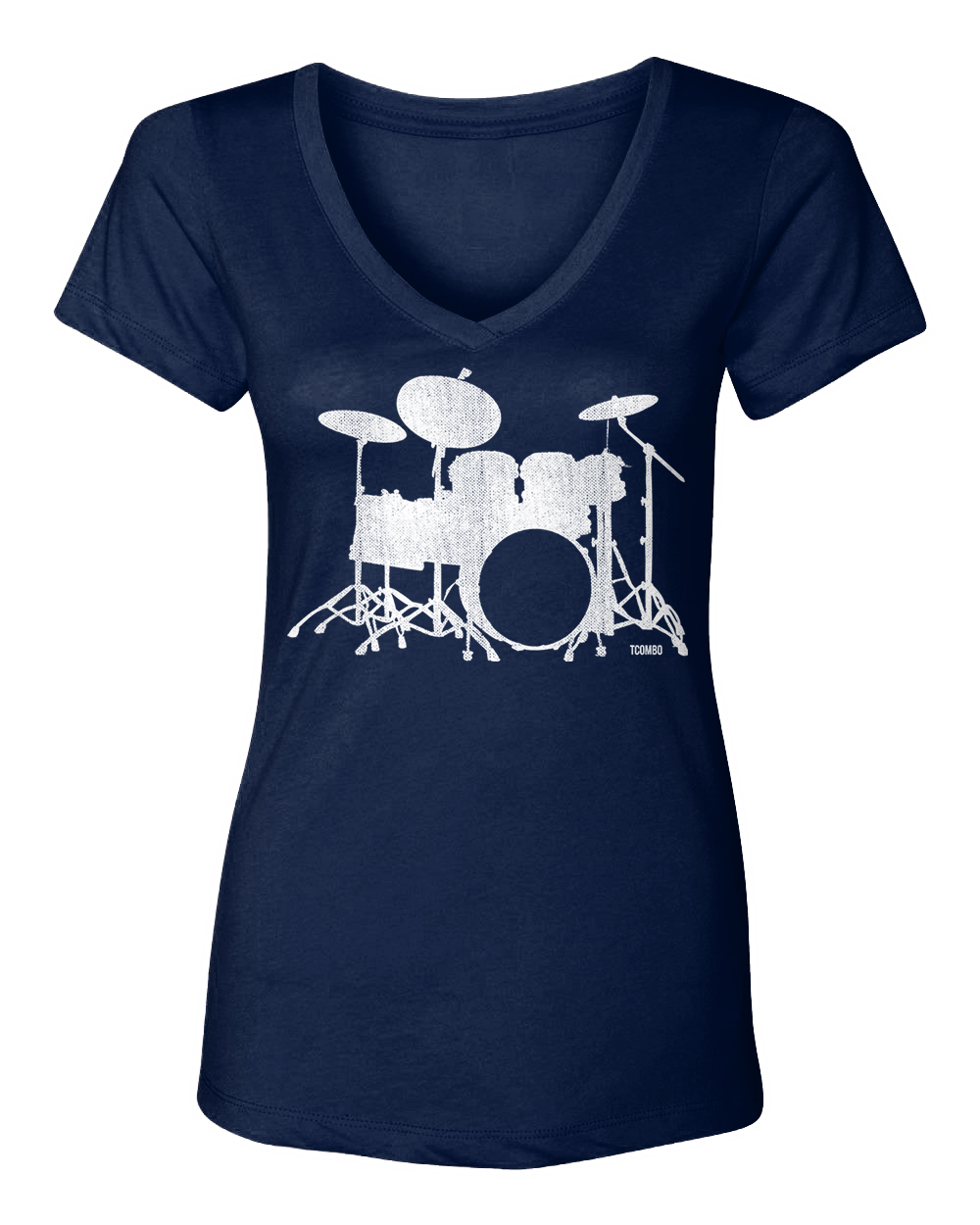 Drumset Silhouette - Drummer Musician Instrument Women's V-Neck T