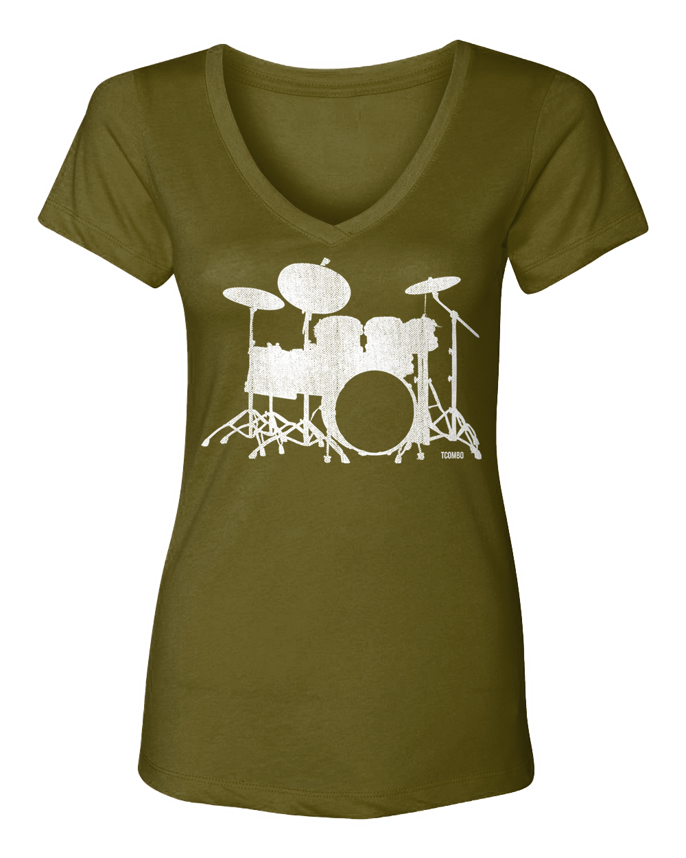 Drumset Silhouette - Drummer Musician Instrument Women's V-Neck T