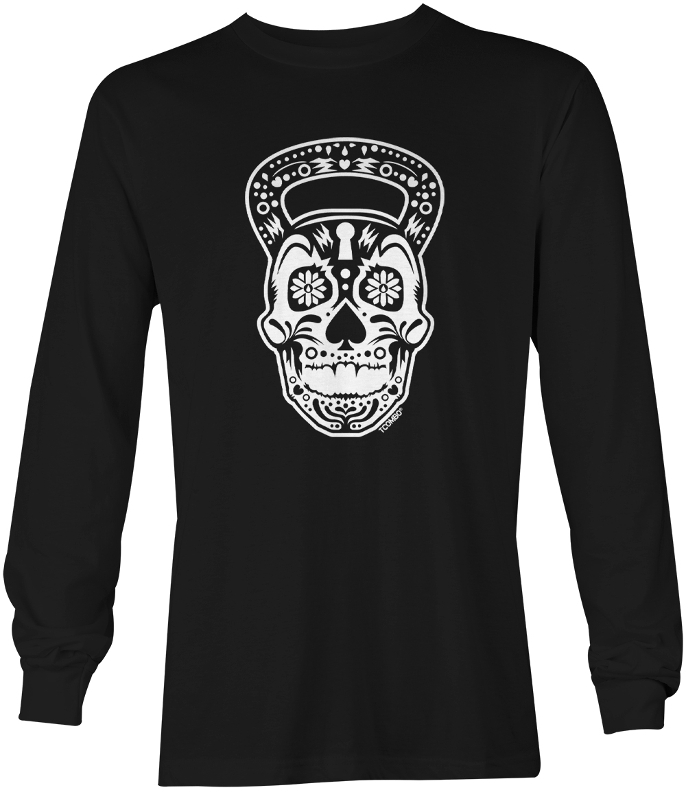 Kettlebell Skull – Exercise Gym Workout Fitness Weights Unisex Long Sleeve Shirt