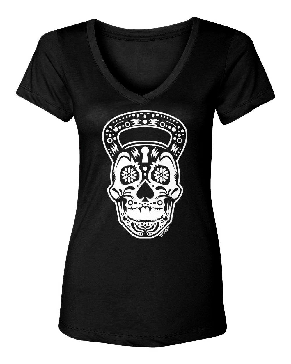 Kettlebell Skull – Exercise Gym Workout Fitness Weights Women&rsquo;s V-Neck T-Shirt