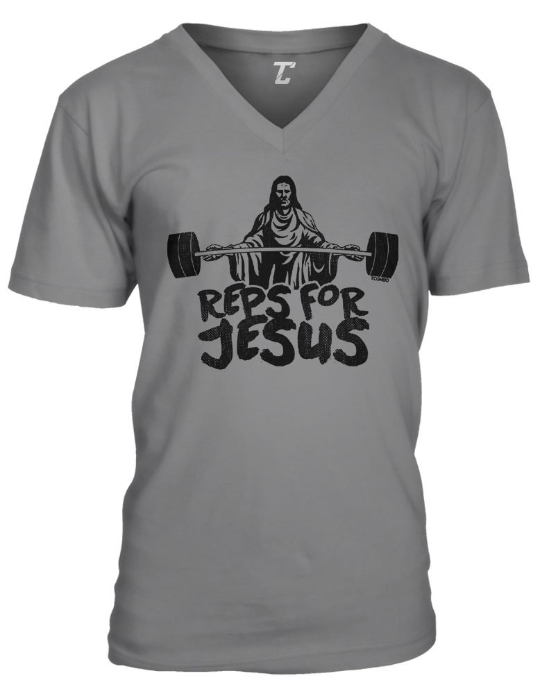 Reps For Jesus – Bodybuilder Fitness Gym Hustle Workout Unisex V-Neck T-shirt