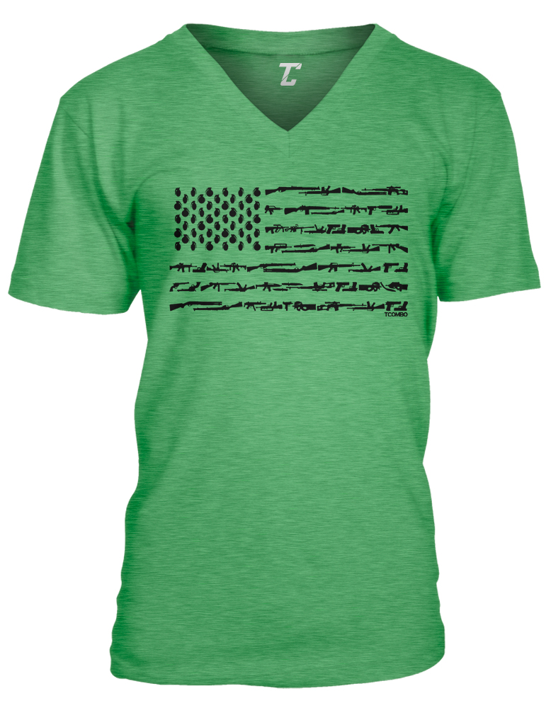 2nd Amendment American Flag Gun Rights V-Neck T-Shirt - Unisex Cotton Tee For Gun Enthusiasts