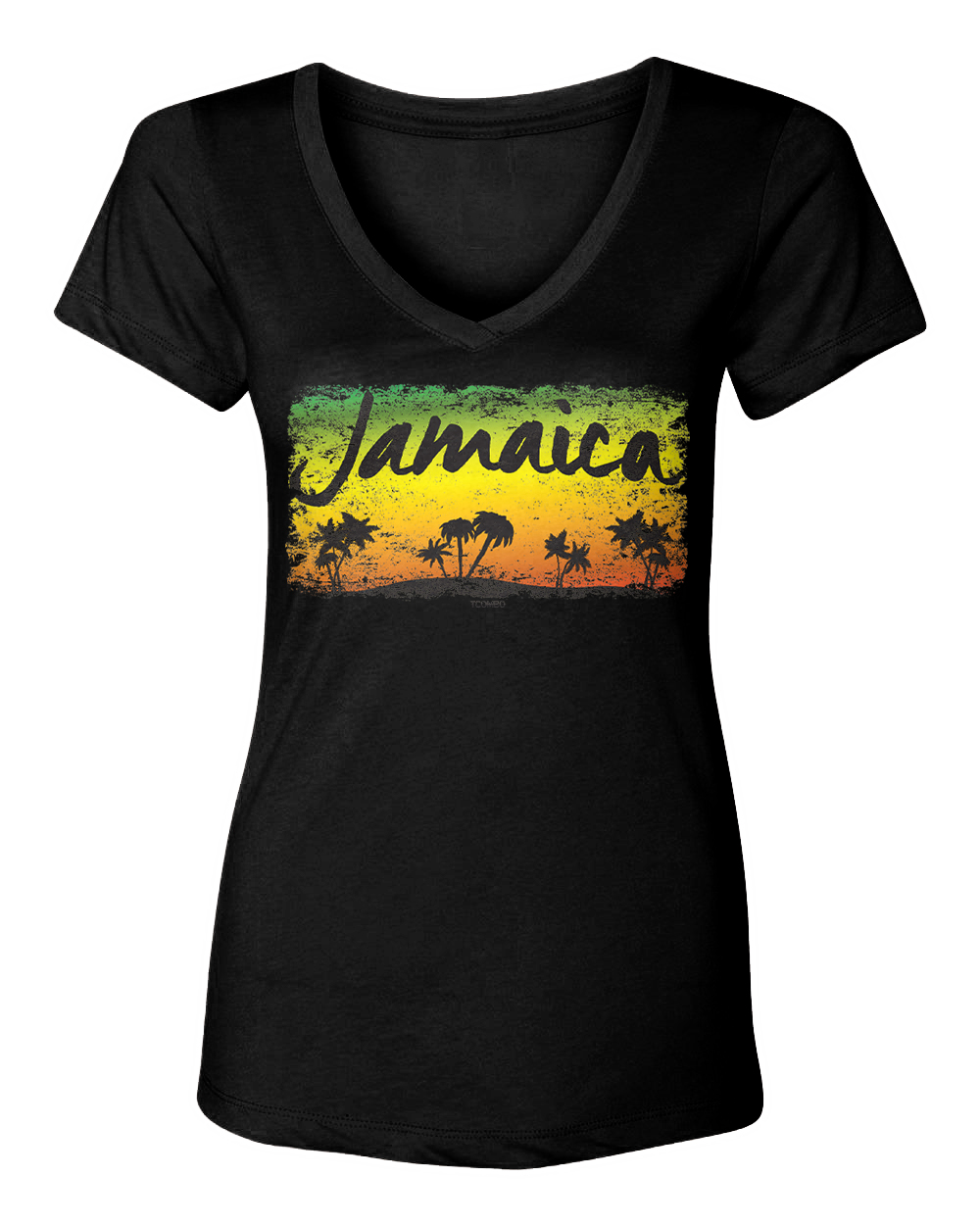 Jamaica Tropical Scene - Palm Trees Vacation Sunrise Women's V-Neck T-Shirt