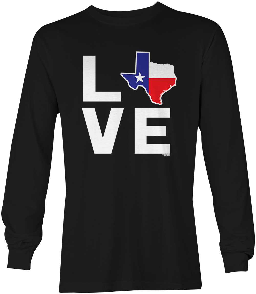 Love Texas Map - Lone Star State America Texan Pride Unisex Long Sleeve  Shirt | eBay