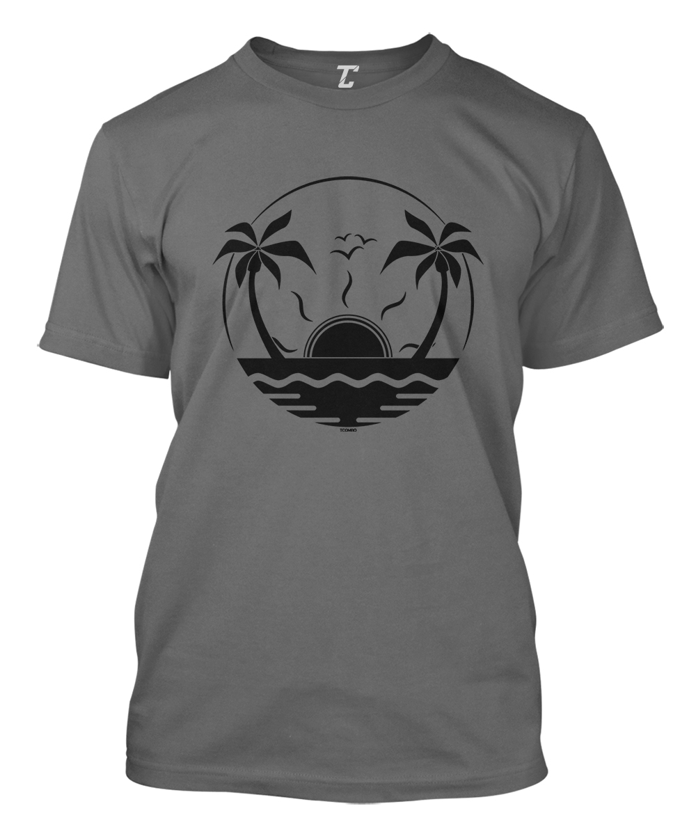 Sunset Palm Trees Silhouette – Beach Paradise Ocean Men’s T-shirt