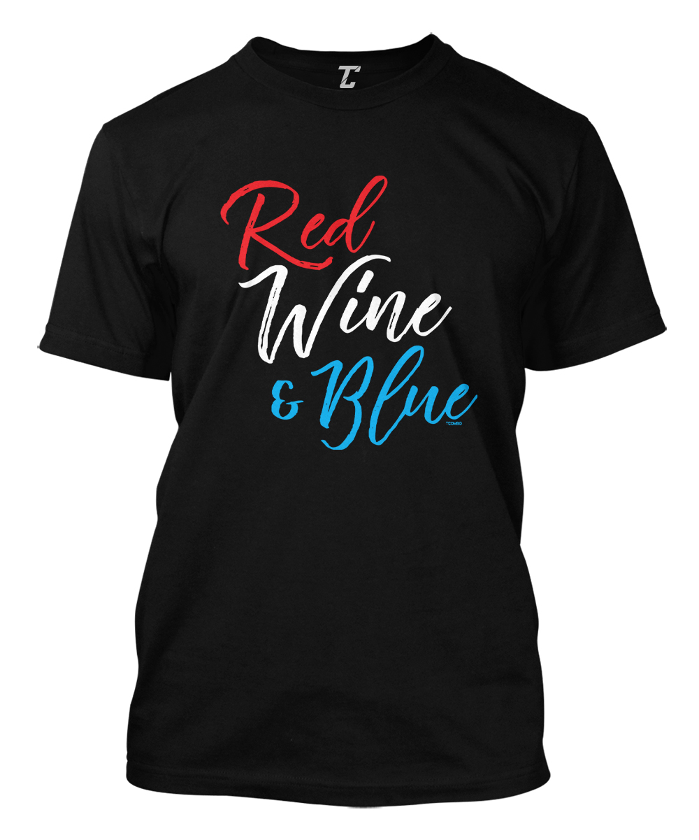 Red Wine & Blue – 4th Of July Patriot Drinking Vino Men’s T-shirt