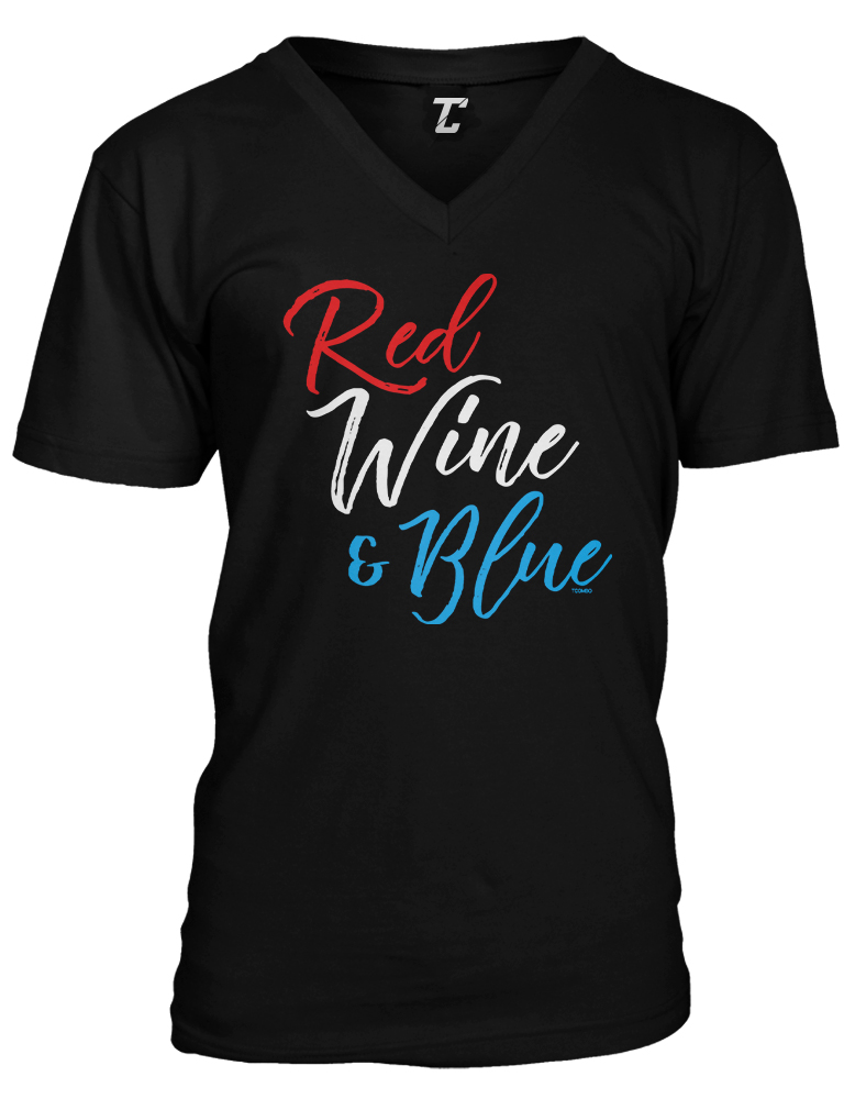 Red Wine & Blue – 4th Of July Patriot Drinking Vino Unisex V-Neck T-shirt