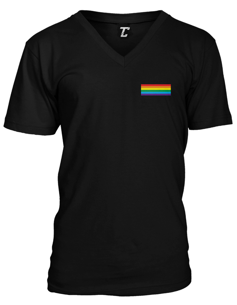 Rainbow Flag Chest Print – LGBTQ Gay Support Pride Unisex V-Neck T-shirt