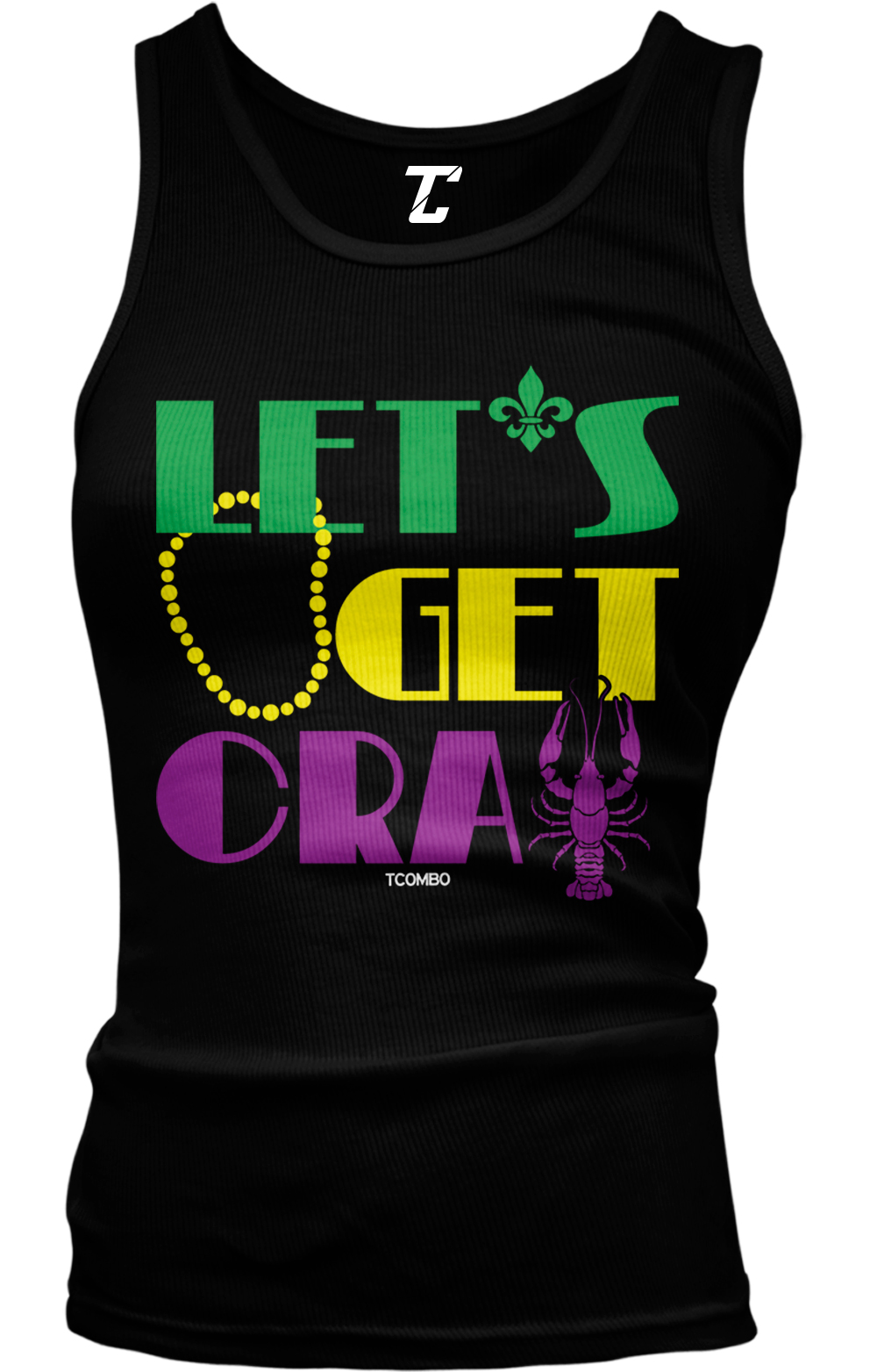 Let's Get Cray Mardi Gras Beads Jazz King Crab Parade Masquerade GirlsTank 