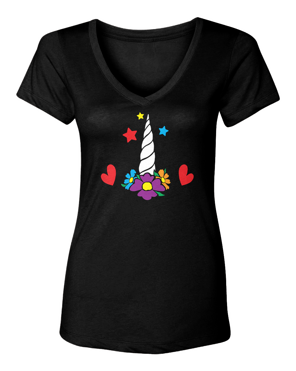 Unicorn Face – Horn Magical Spirit Animal Mythical Women’s V-Neck T-Shirt