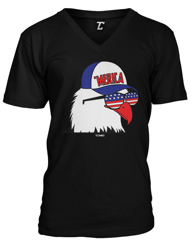 Merica Eagle – 4th Of July USA Freedom Red White & Blue Unisex V-Neck T-shirt