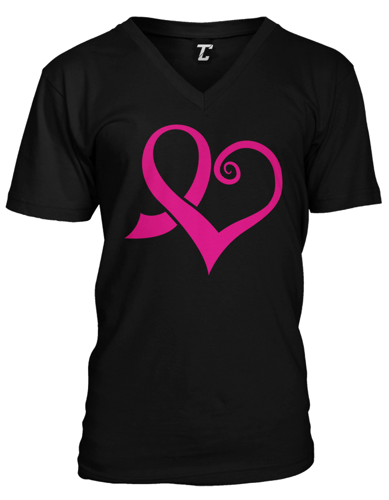 Pink Ribbon Heart – Breast Cancer Awareness October Unisex V-Neck T-shirt