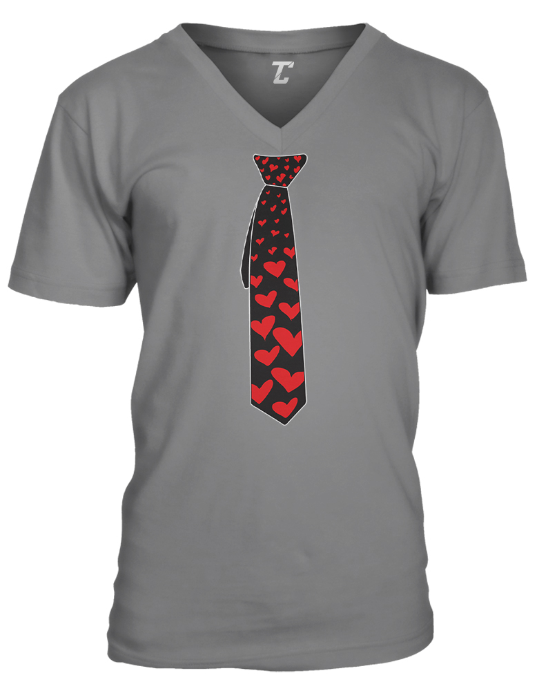 Heart Tie – Valentine&rsquo;s Day Love Hearts Romantic Funny Unisex V-Neck T-shirt