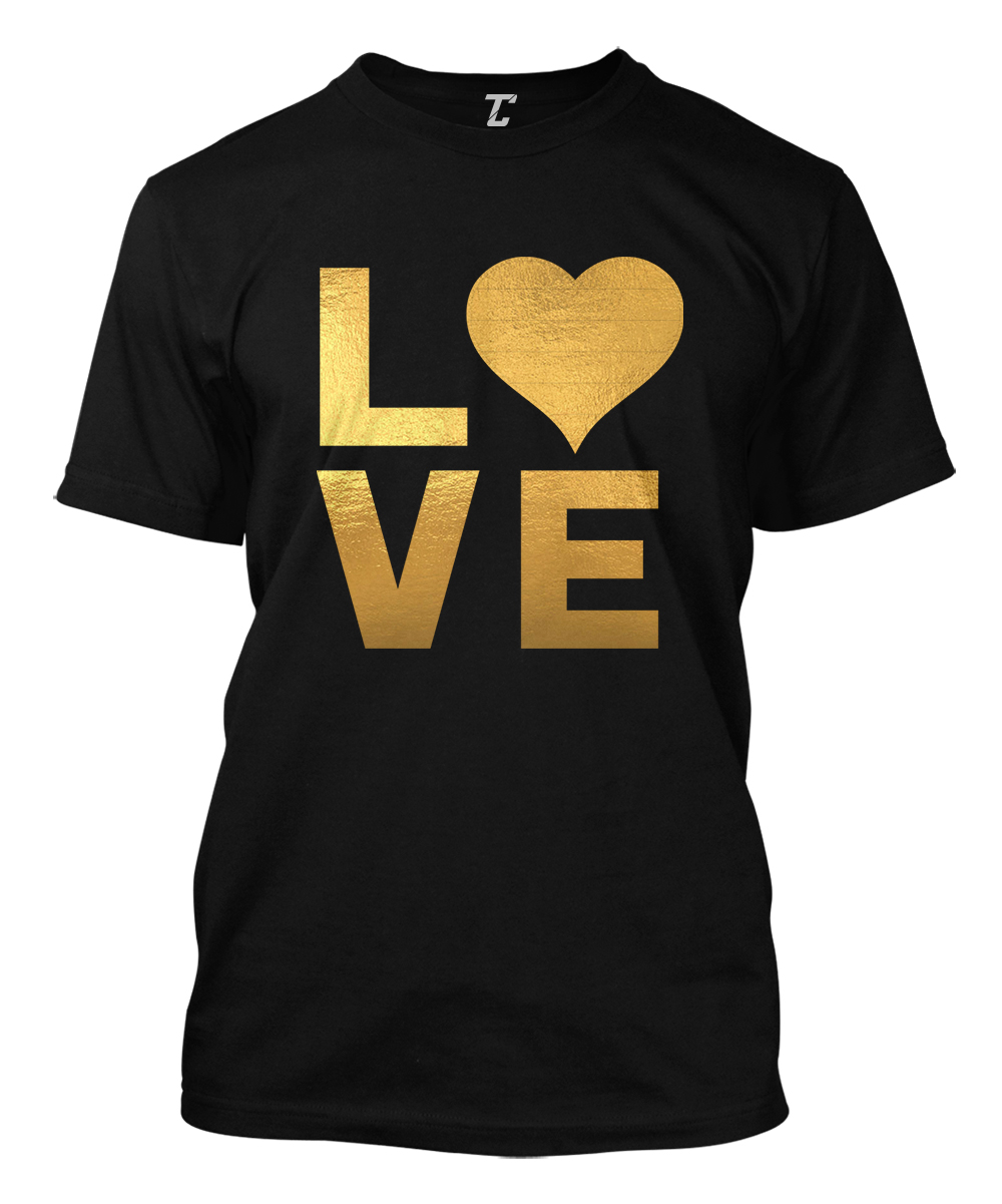 Gold Foil Love Heart – Valentine’s Day Romantic Men’s T-shirt