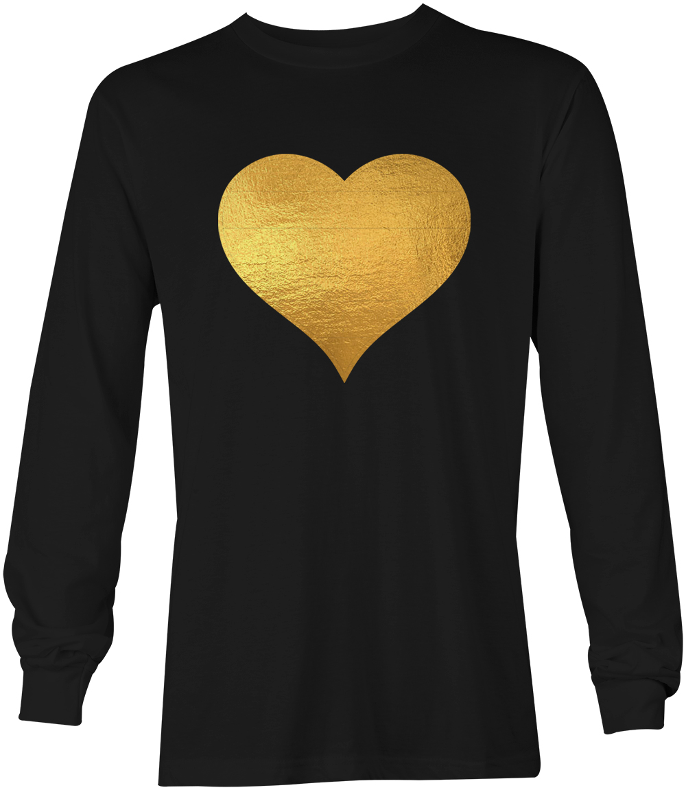 Gold Foil Heart – Valentine’s Day Love Romantic Unisex Long Sleeve Shirt