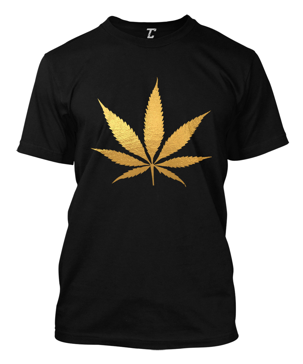 Gold Foil Marijuana Leaf – Weed Stoner Pothead 420 Men’s T-shirt