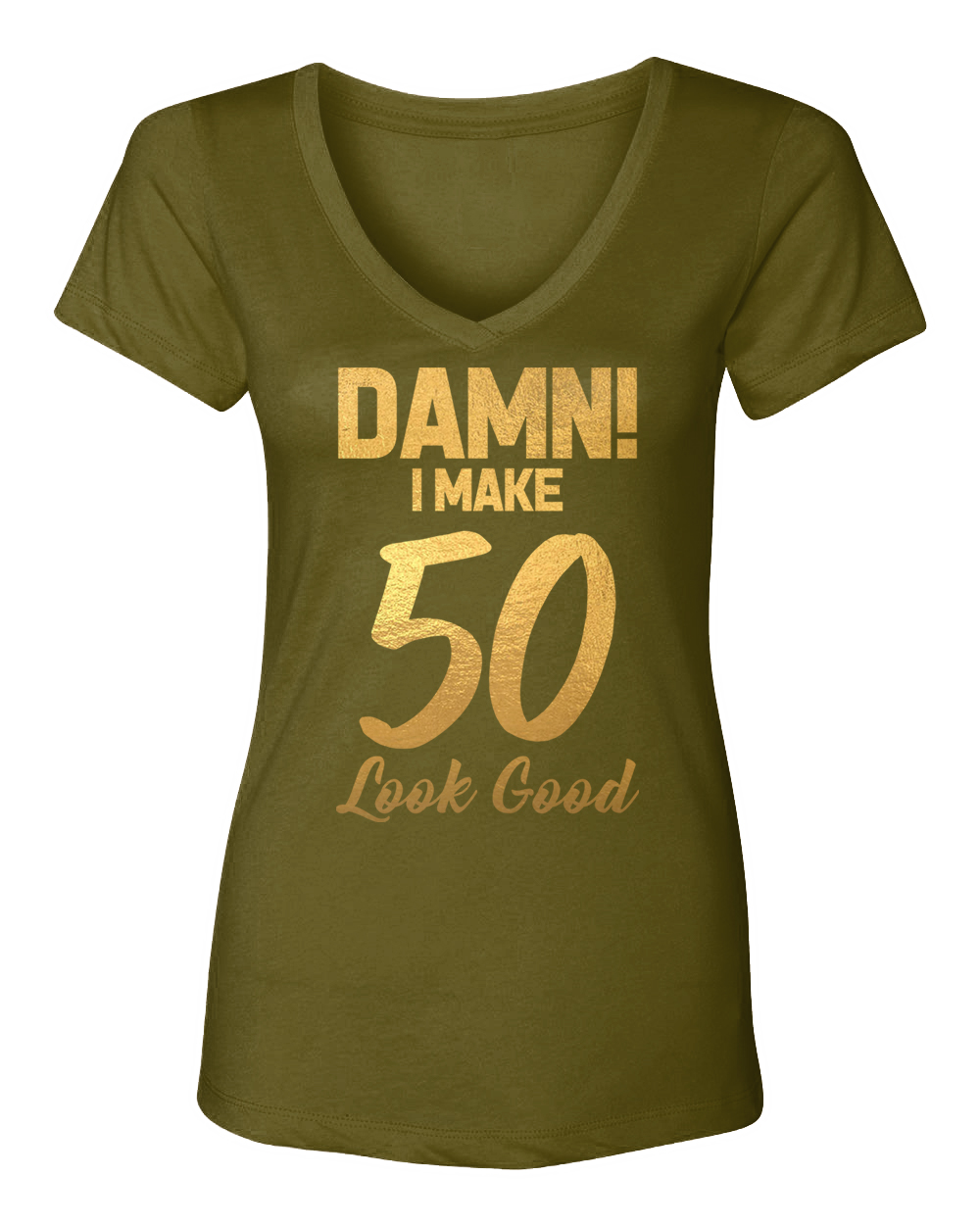 Olive w/gold outlets scoop neck tshirt