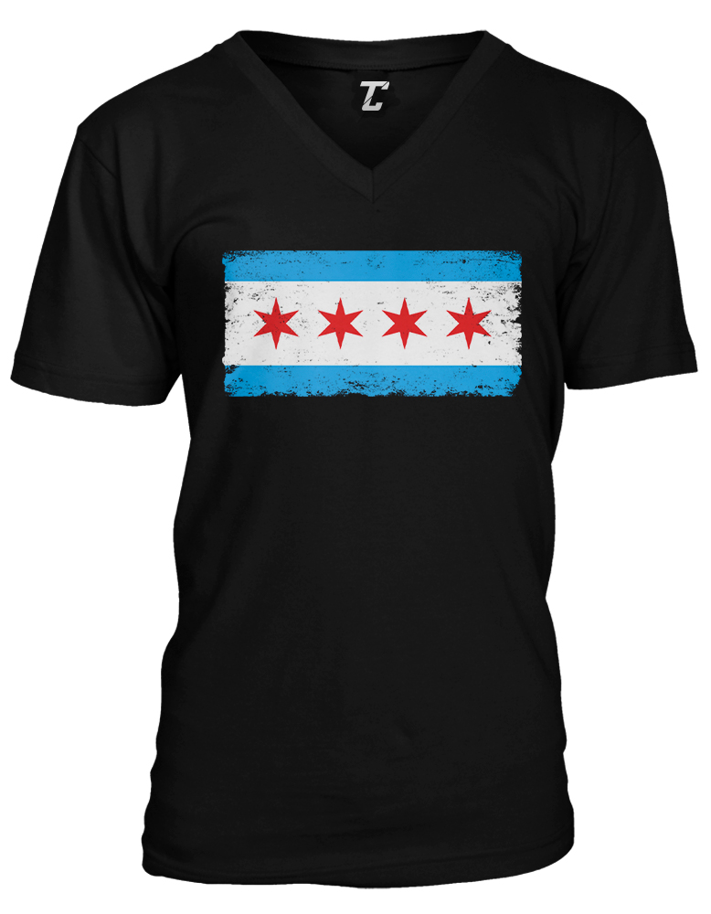 Chicago Flag – Stars Stripes State Pride Windy City Unisex V-Neck T-shirt