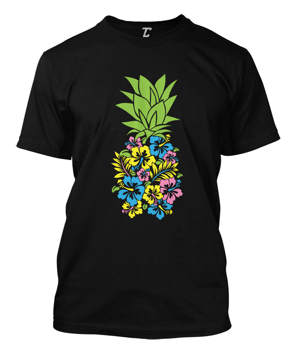 Floral Pineapple – Hawaiian Lei Flowers Beach Vacation Men&rsquo;s T-shirt