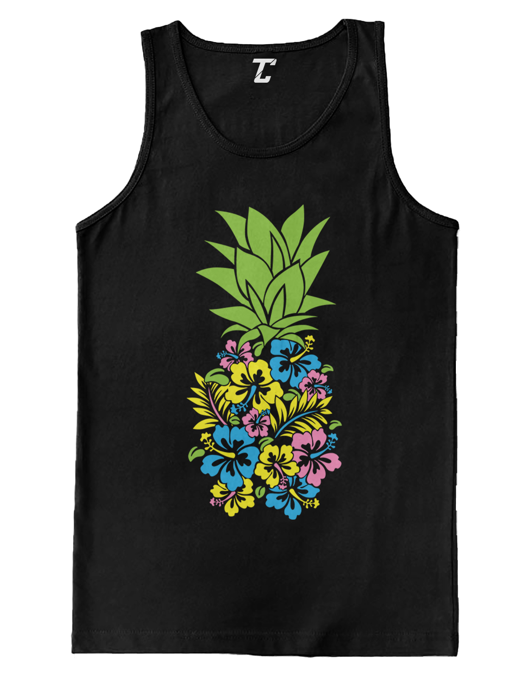 Floral Pineapple – Hawaiian Lei Flowers Beach Vacation Men’s Tank Top