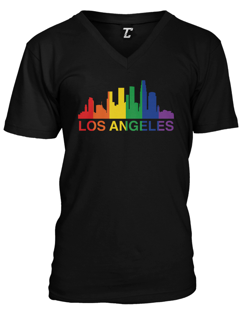 Los Angeles – LGBTQ Gay Pride Proud Parade Rainbow Unisex V-Neck T-shirt