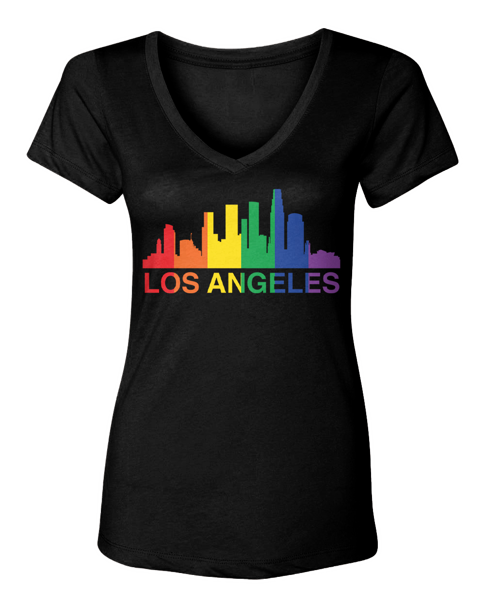 Los Angeles – LGBTQ Gay Pride Proud Parade Rainbow Women&rsquo;s V-Neck T-Shirt