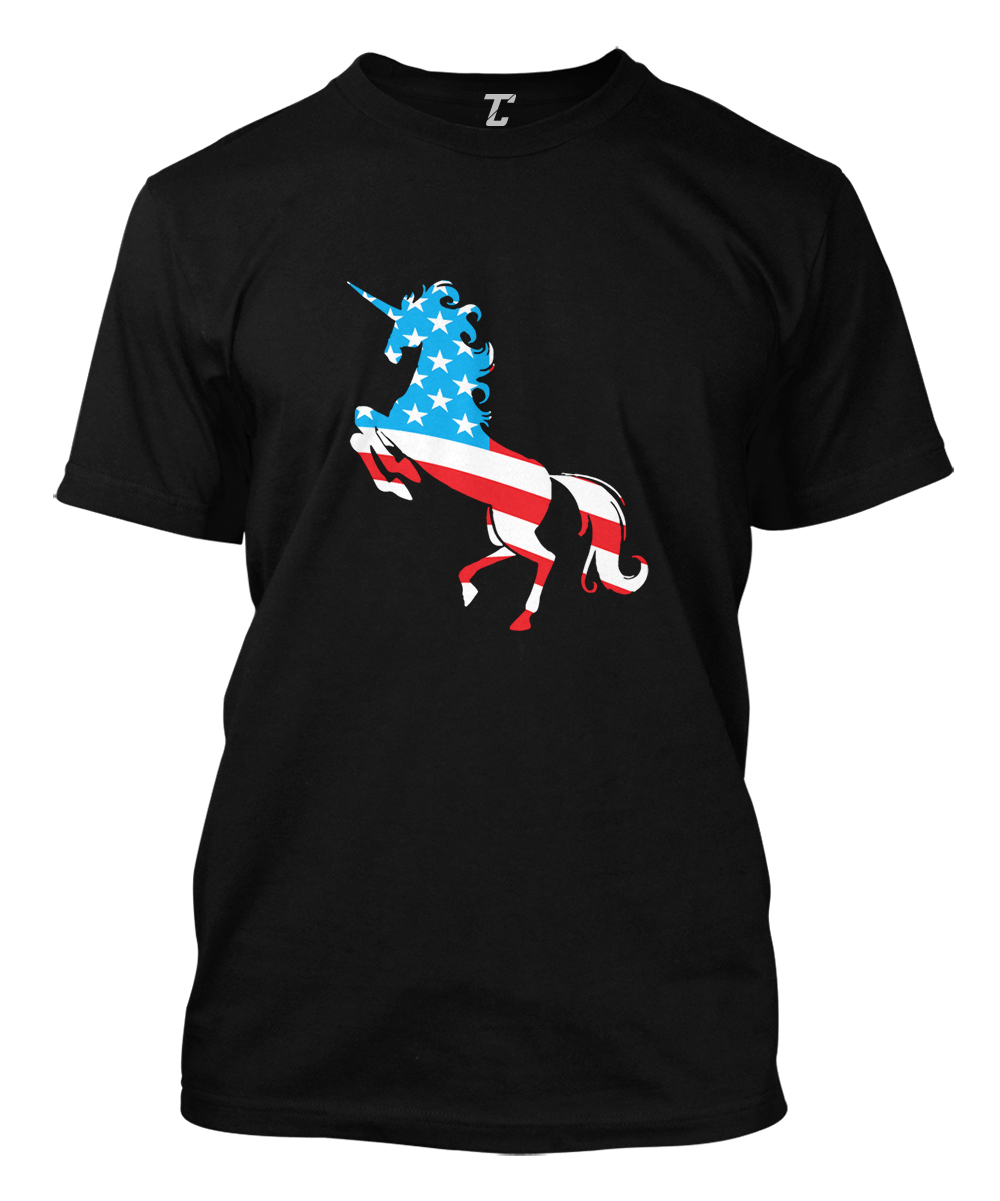 American Unicorn – Silhouette USA Red White & Blue Men’s T-shirt