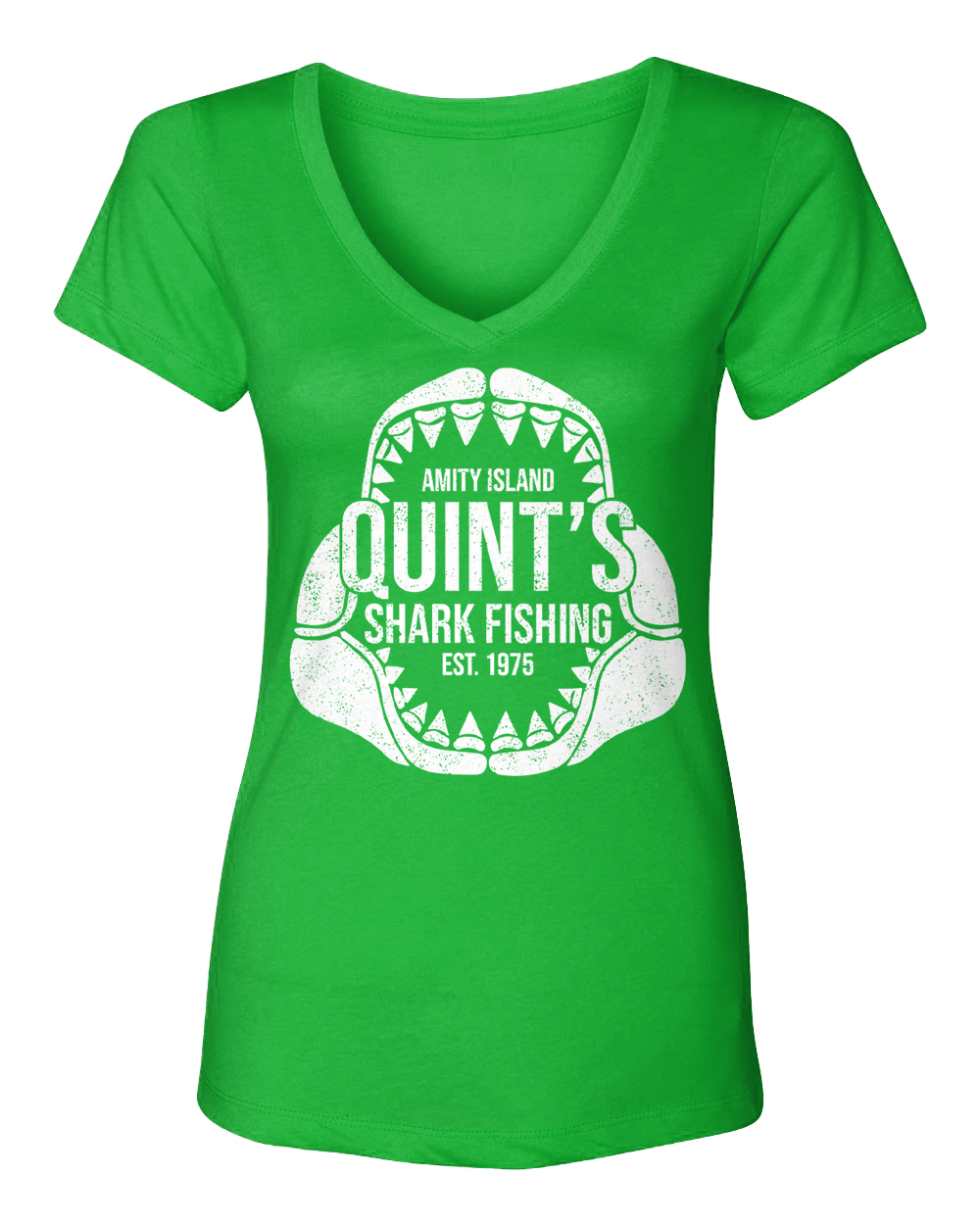 Quint's Shark Fishing - Amity Island Parody Ocean Boat Women's V-Neck  T-Shirt