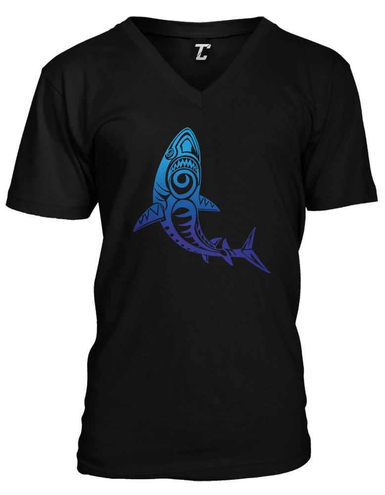 Tribal Shark – Tropical Great White Ocean Fish Unisex V-Neck T-shirt