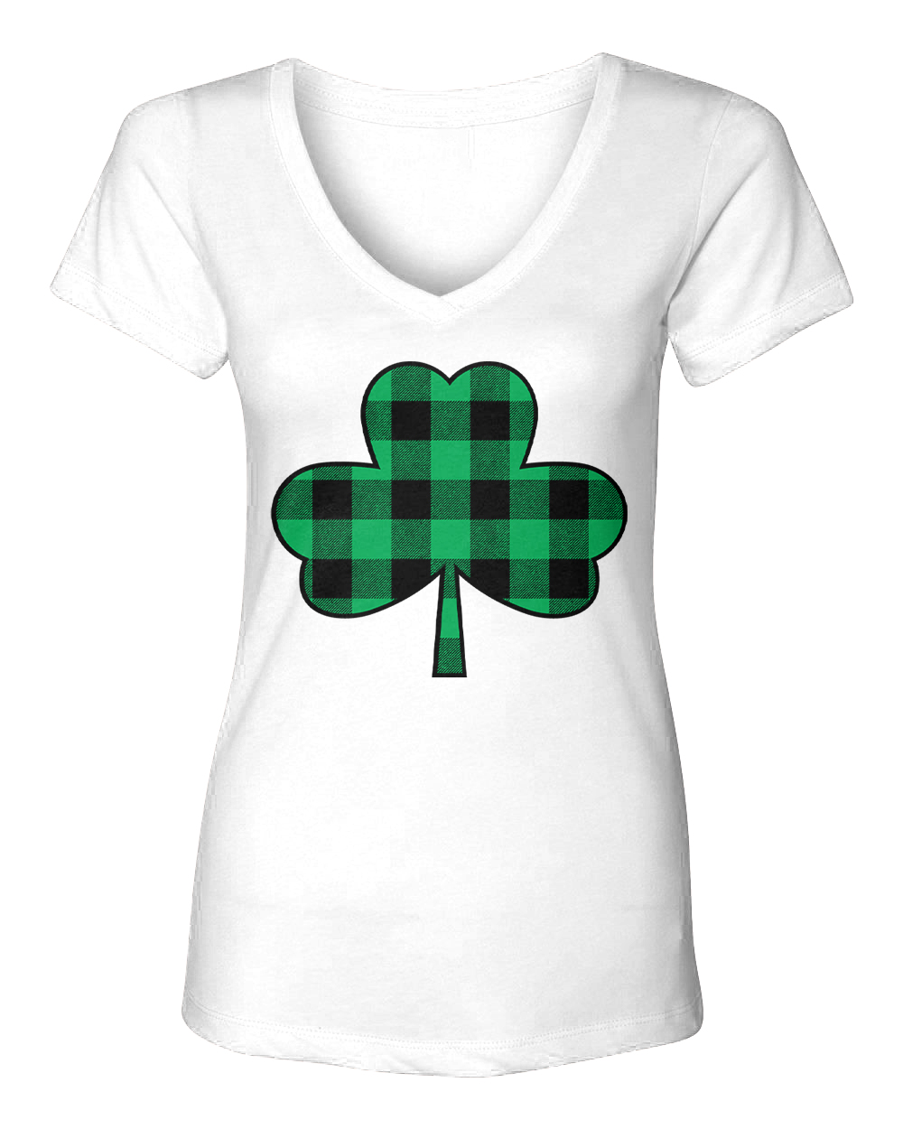 Plaid Shamrock - Flannel St. Patrick's Day Clover Irish Women's V-Neck T-Shirt