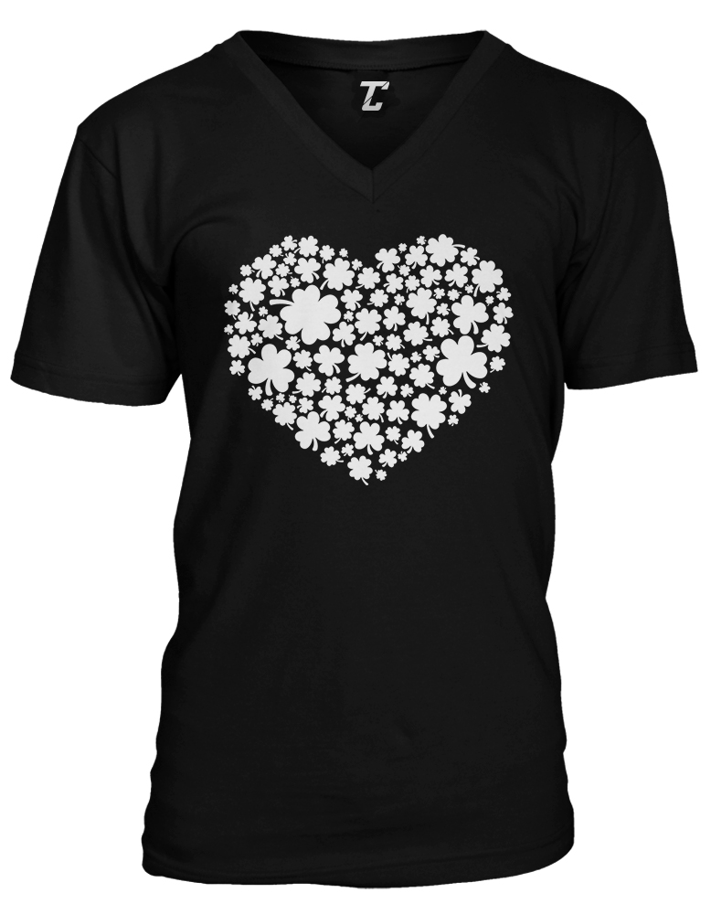 Shamrock And Clover Heart Collage – St. Patrick’s Day Unisex V-Neck T-shirt