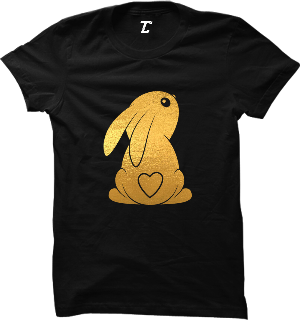 Bunny With Heart Tail - Gold Foil Rabbit Easter Love Women's T