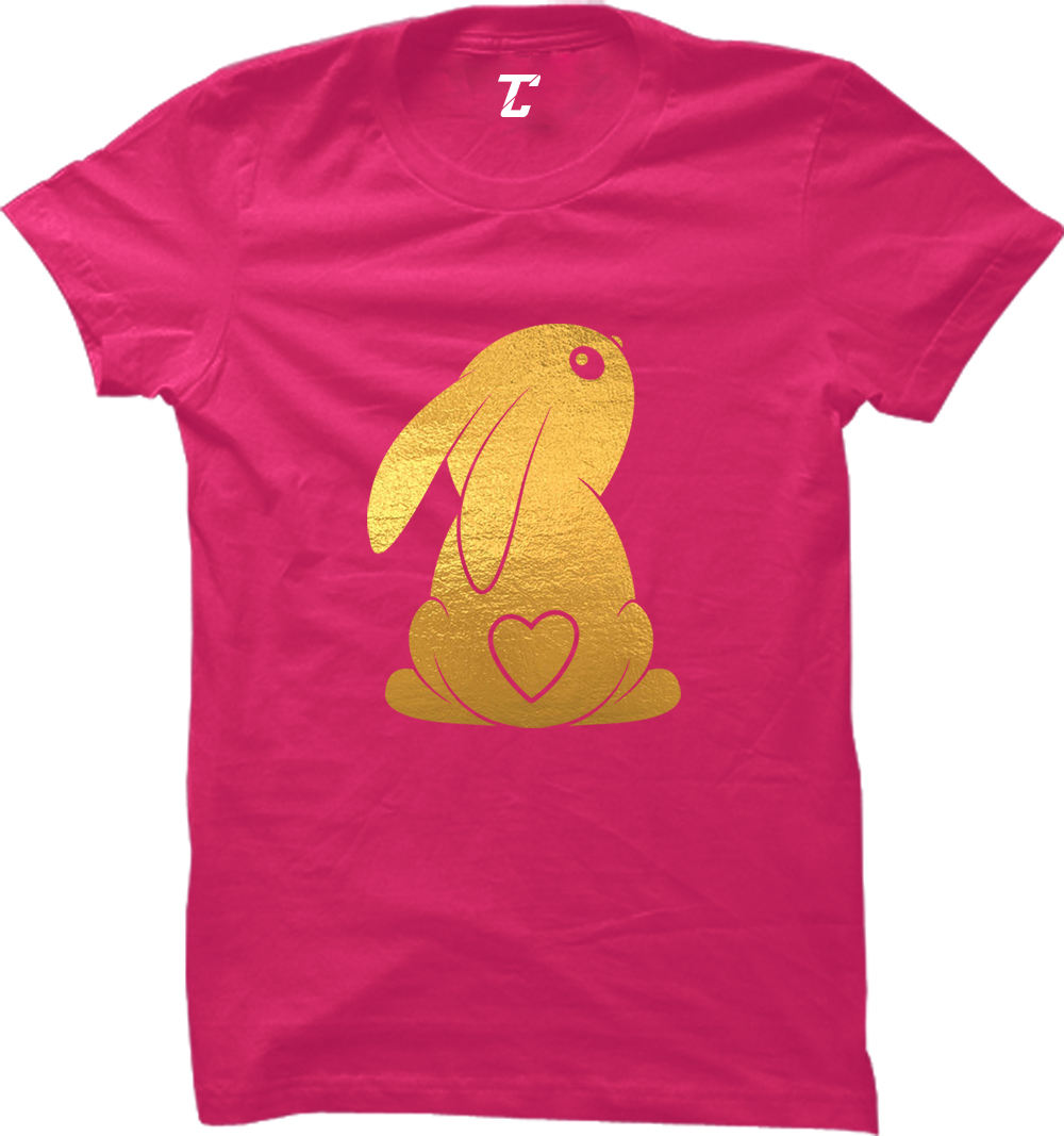 Bunny With Heart Tail - Gold Foil Rabbit Easter Love Women's T