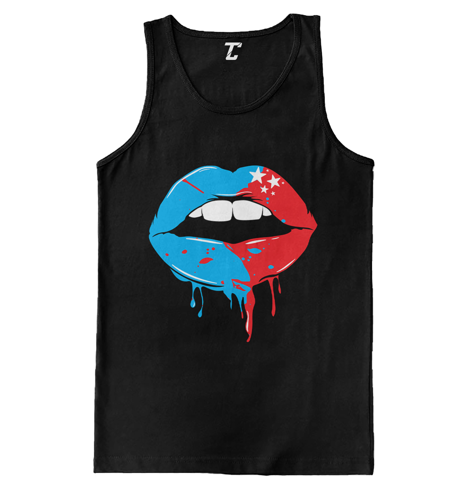 American Drippy Lips – USA Drip Melting Red White Blue Men’s Tank Top