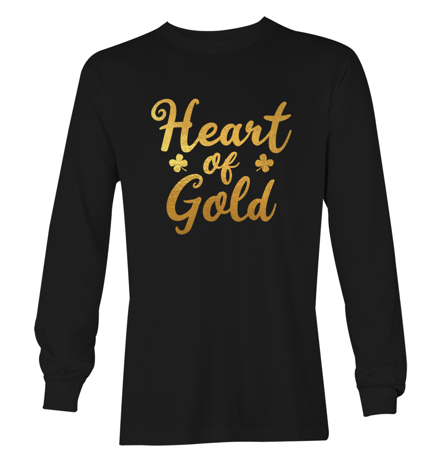 Heart Of Gold – Shamrocks Gold Foil St. Patty’s Day Unisex Long Sleeve Shirt