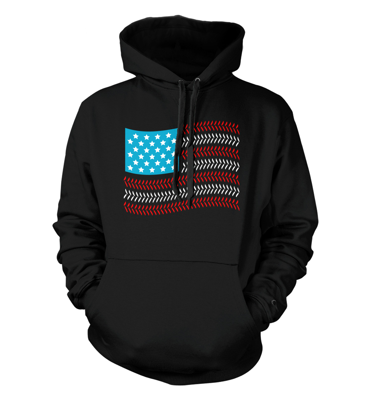 USA Flag With Baseball Seams – Red White & Blue Sports Unisex Hoodie