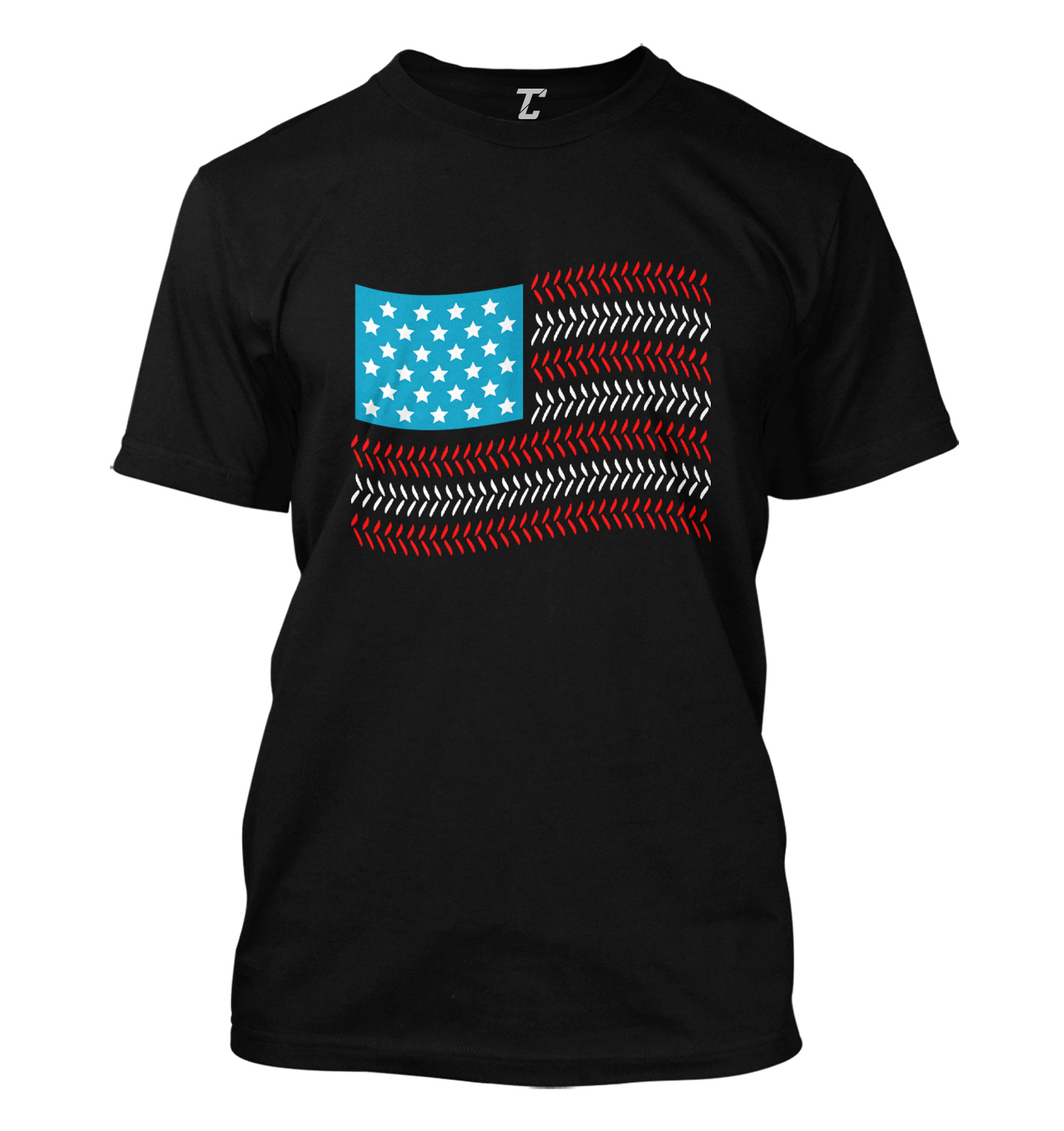 USA Flag With Baseball Seams – Red White & Blue Sports Men’s T-shirt