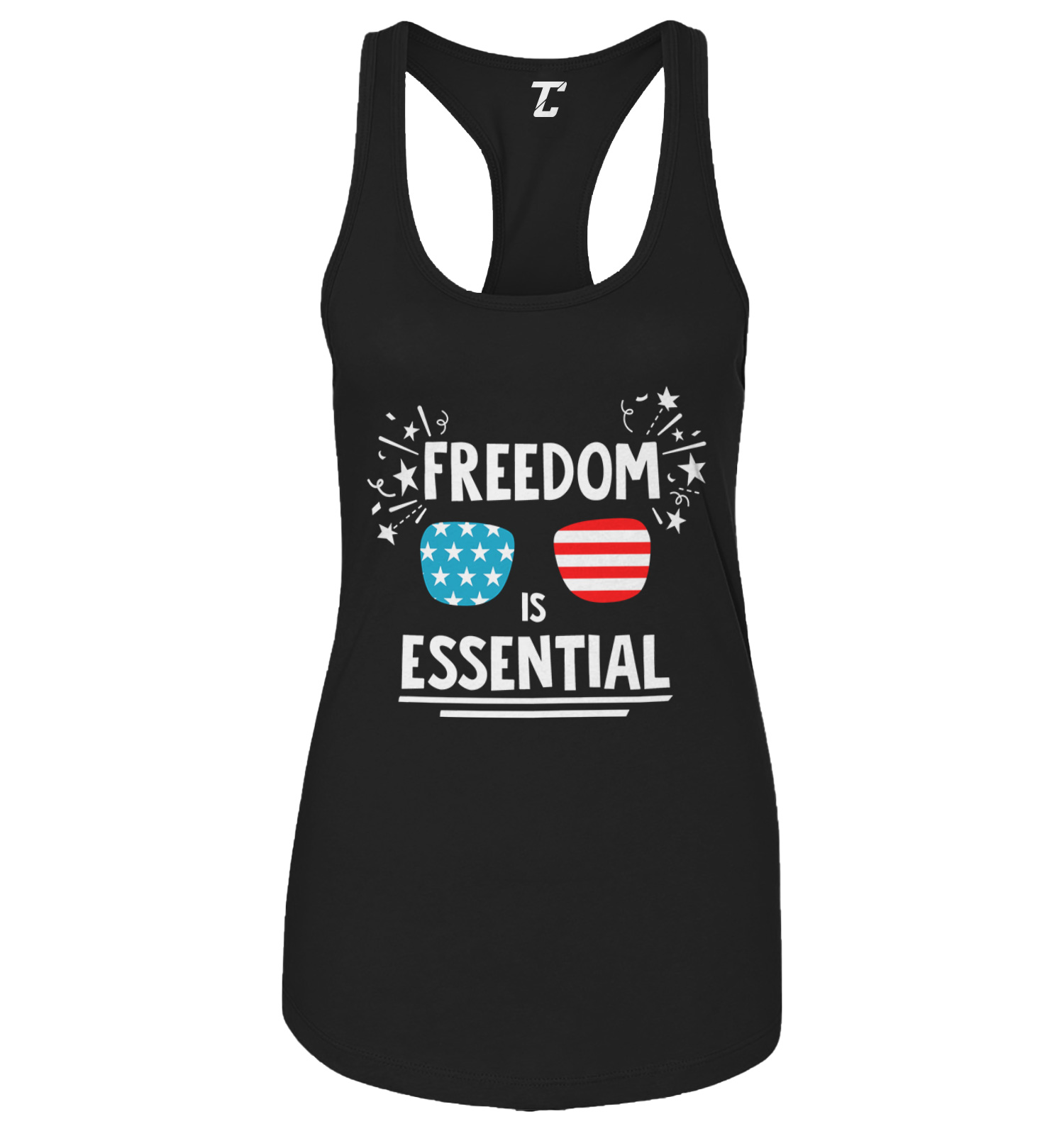 Freedom Is Essential – USA Red White & Blue Fireworks Women’s Tank