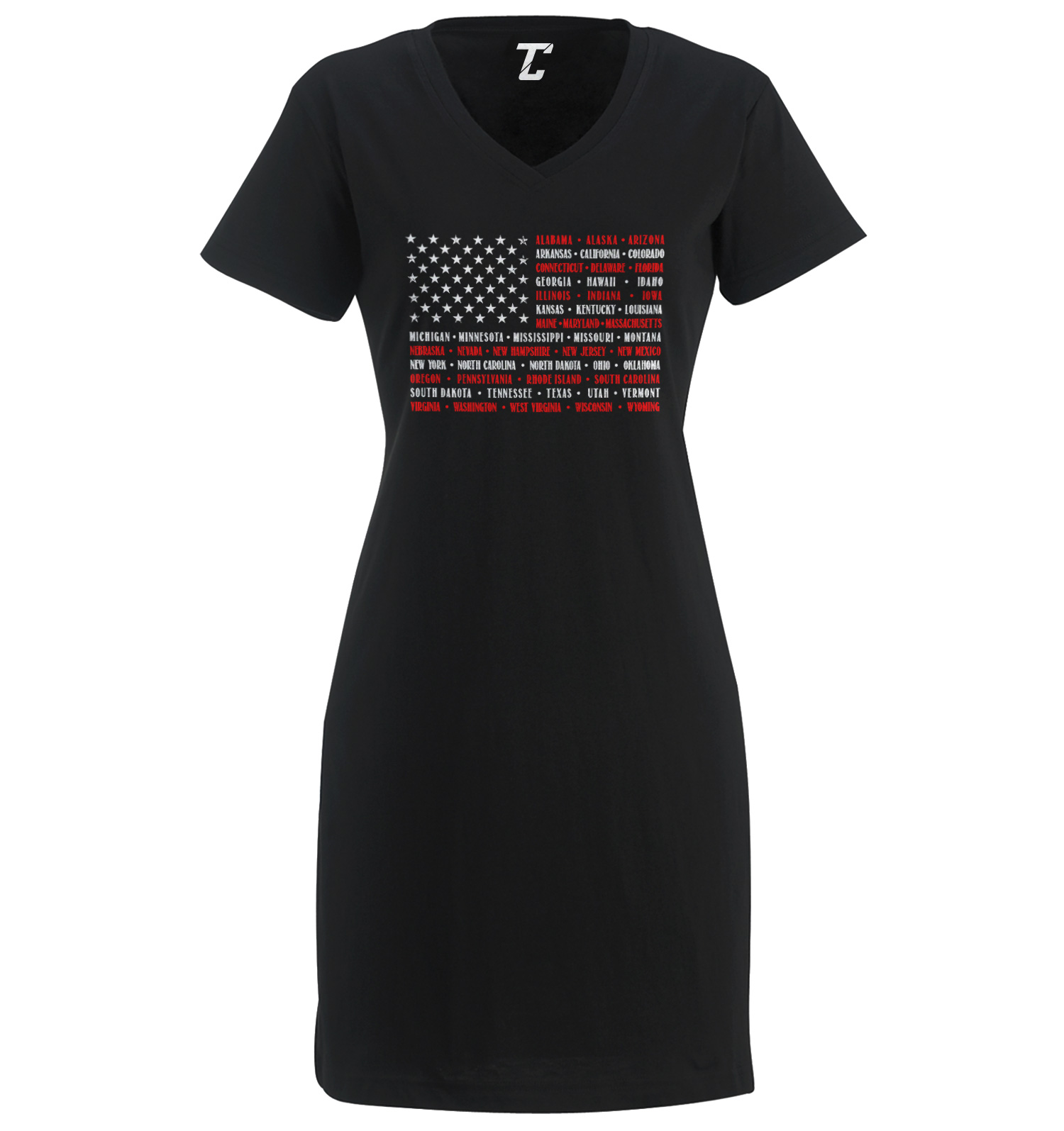 USA Flag State Names – America 50 States Stars Stripes Women&rsquo;s Dress