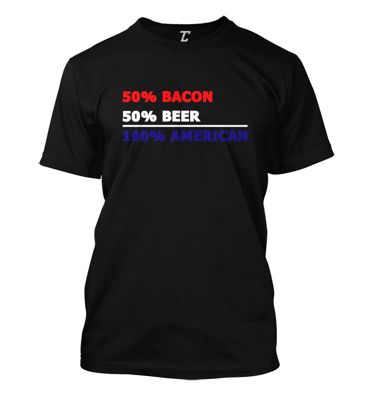 50% Bacon 50% Beer 100% American – USA Drinking Food Men’s T-shirt