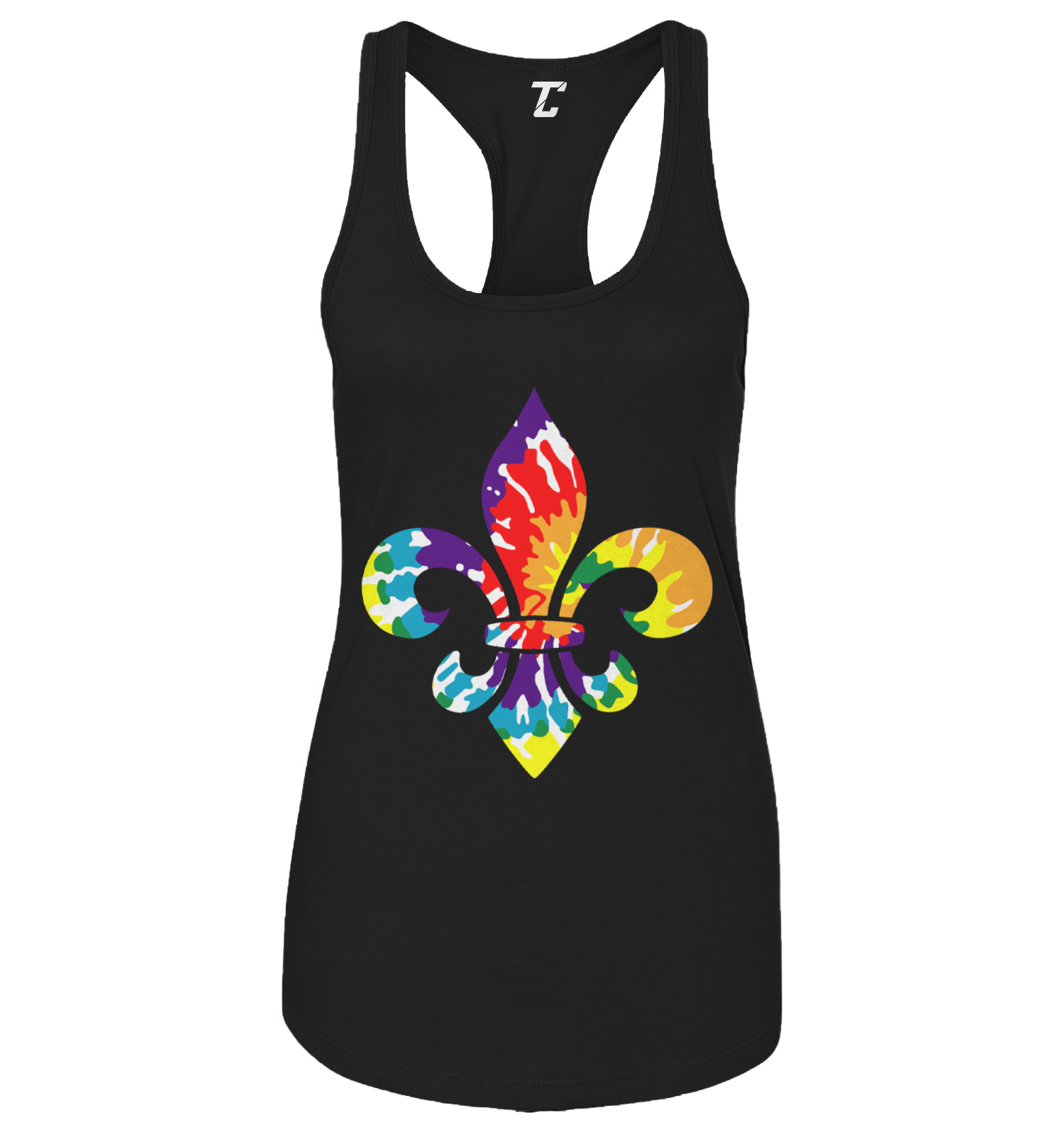 Fleur De Lis Rainbow Tie Dye Pattern – NOLA Beads Women’s Tank