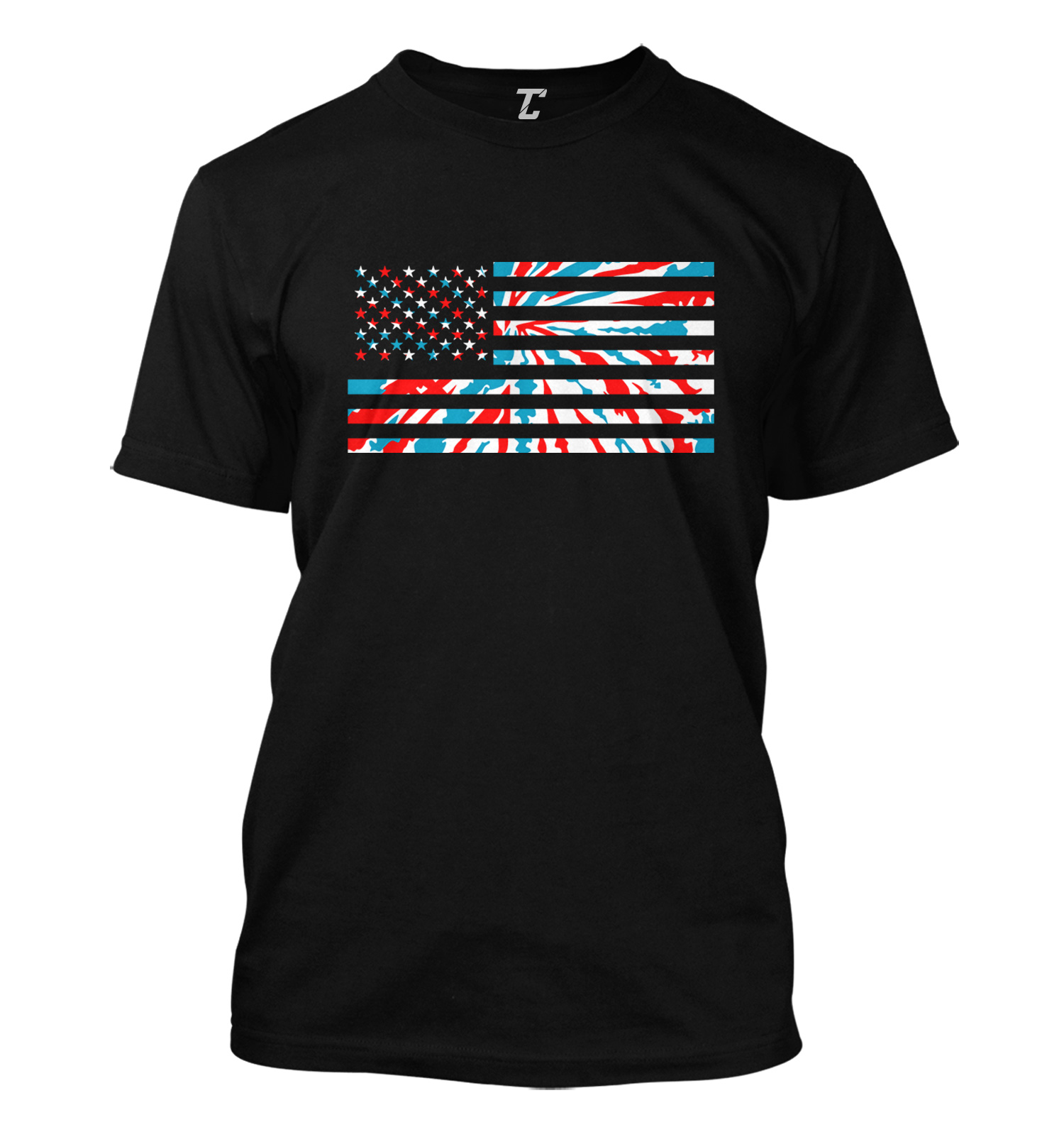 USA Flag Red White And Blue Tie Dye Pattern Men’s T-shirt