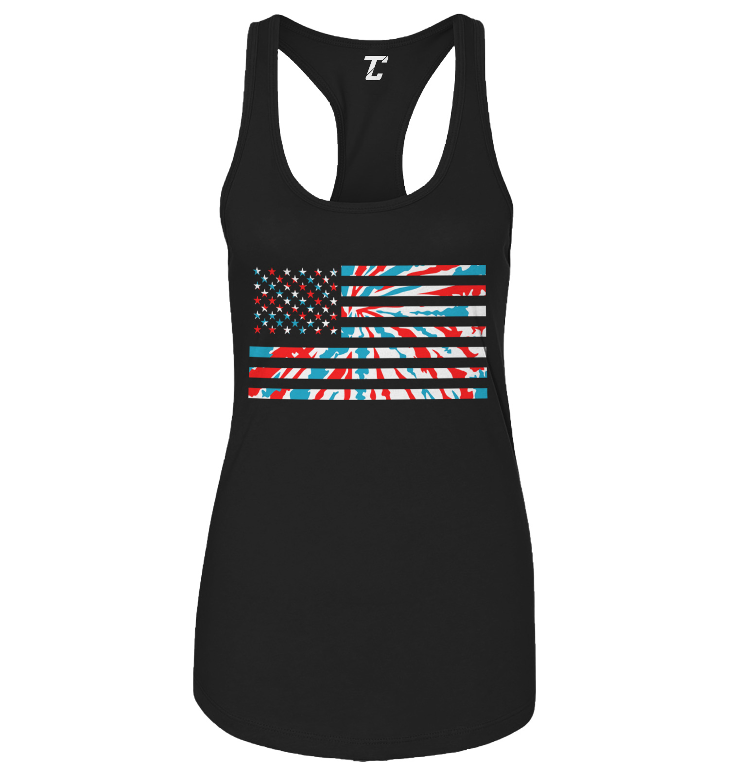 USA Flag Red White And Blue Tie Dye Pattern Women’s Tank