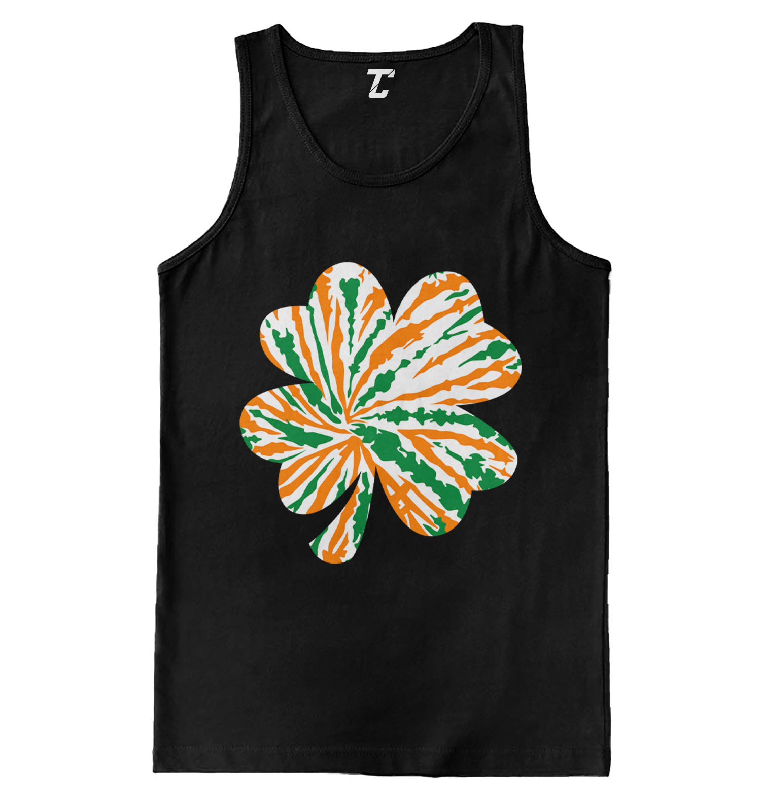 Four Leaf Clover Irish Colors Tie Dye Pattern Men’s Tank Top