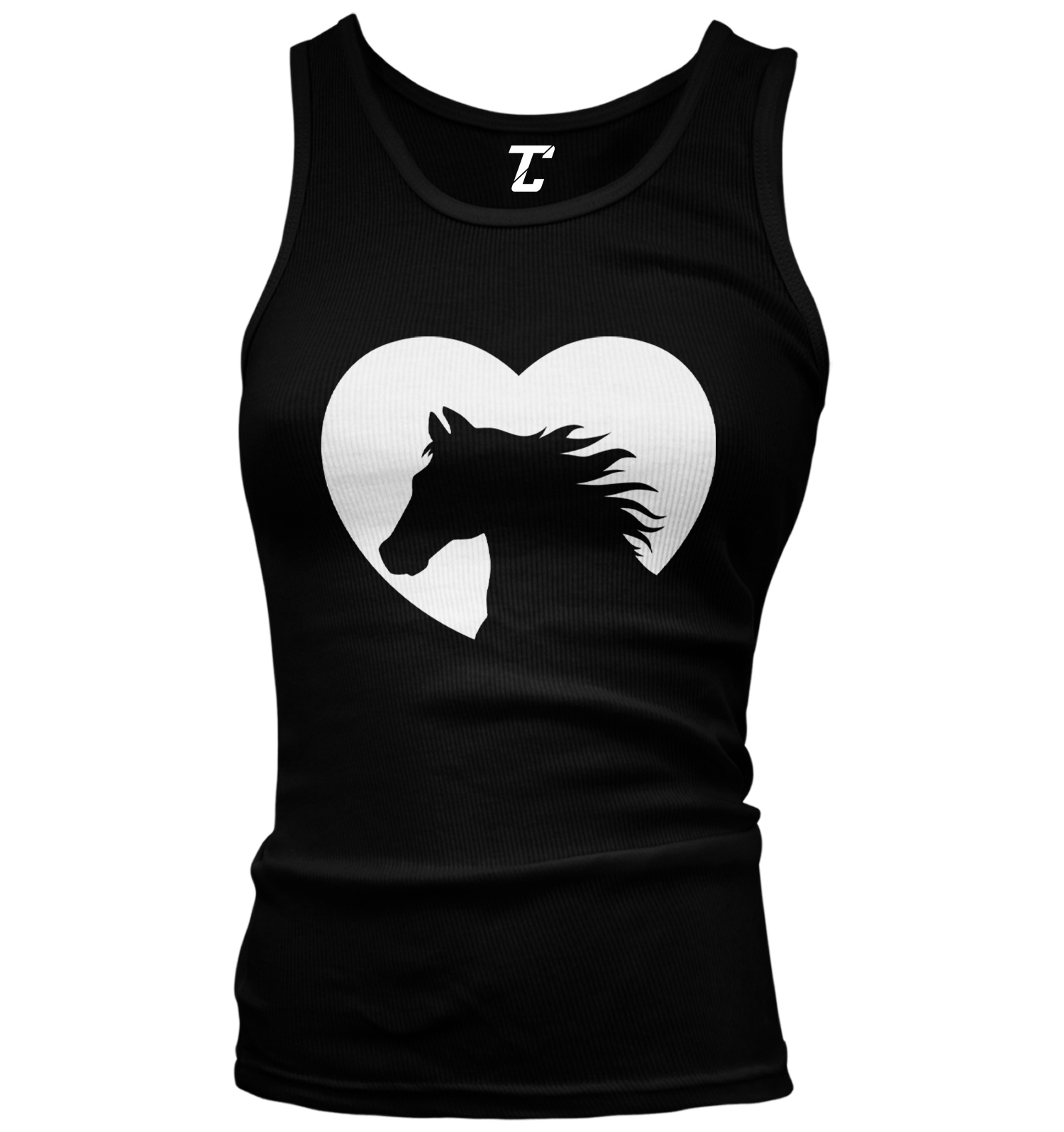 Heart With Horse Silhouette – Equestrian Animal Love Juniors Tank Top