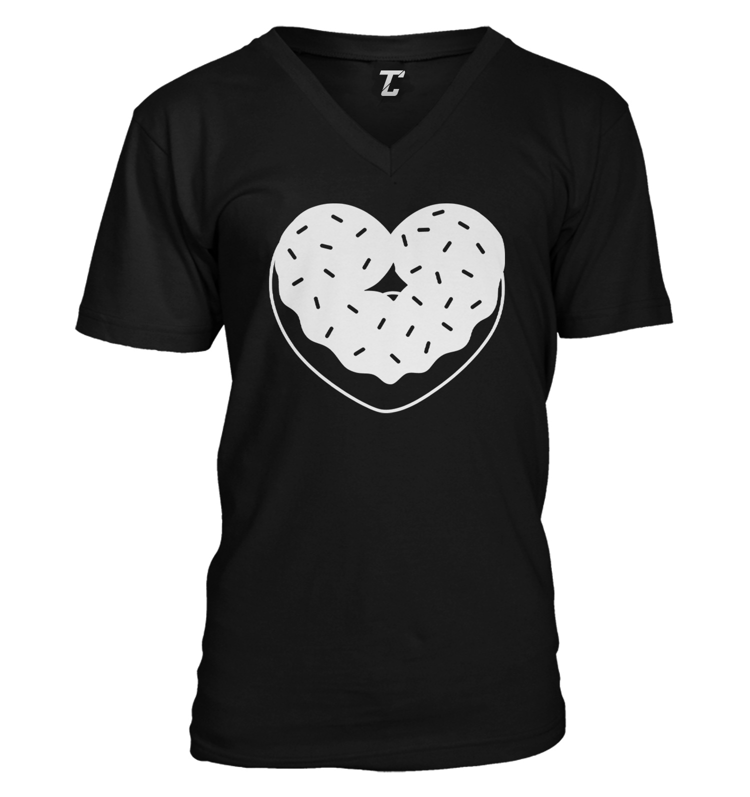 Donut Heart – Valentine&rsquo;s Day Food Dessert Pastry Love Unisex V-Neck T-shirt