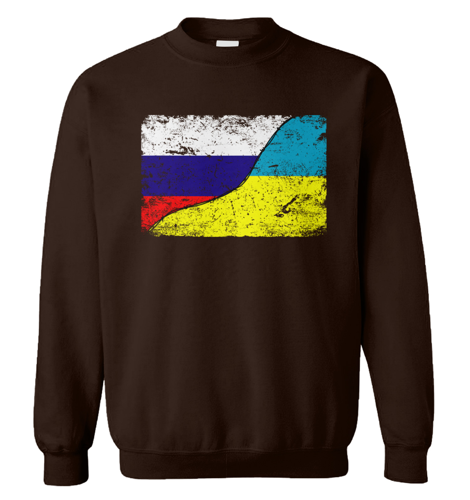 Russian And Ukrainian Flags With Barbed Wire - Divided Unisex Sweatshirt