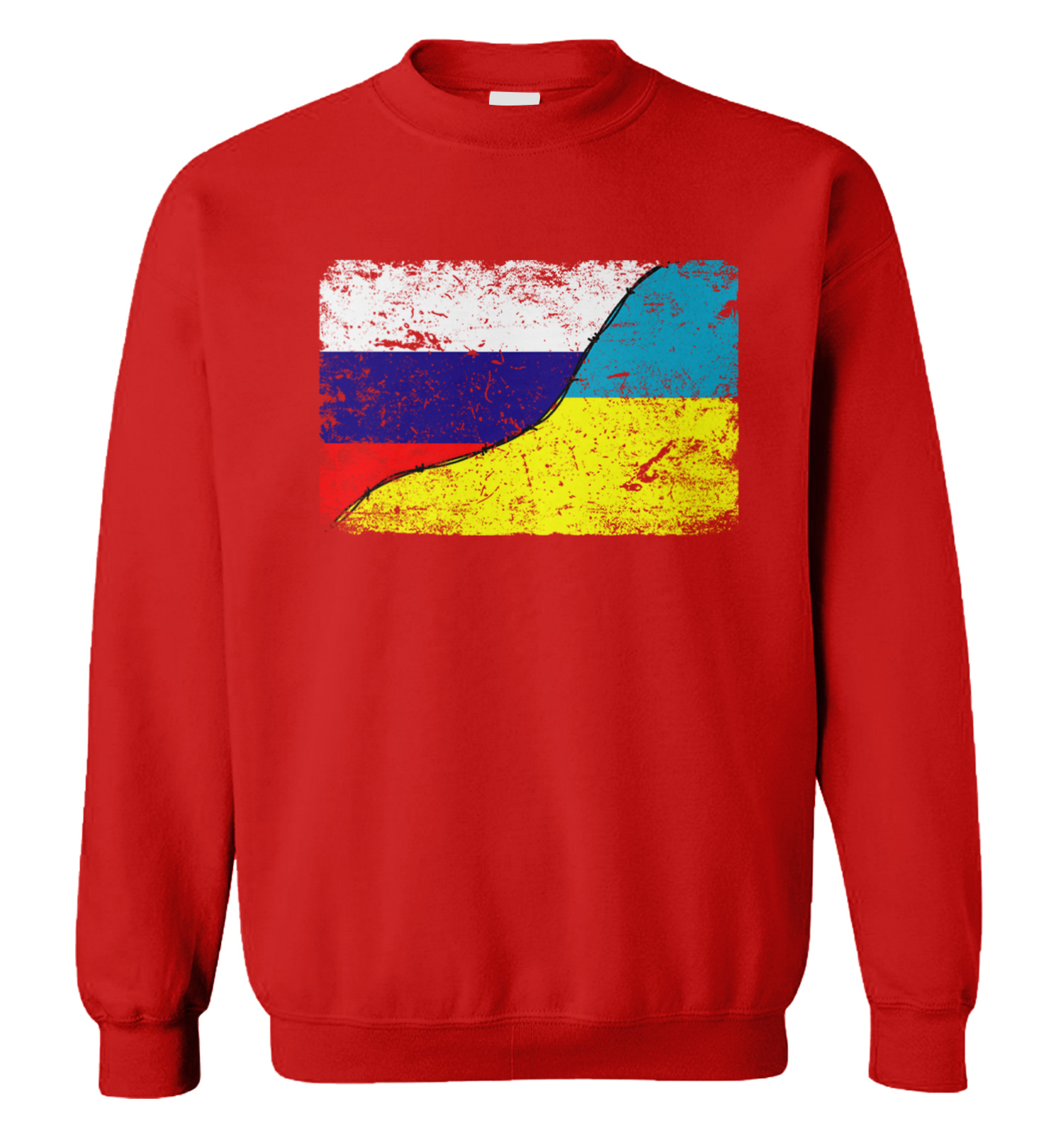 Russian And Ukrainian Flags With Barbed Wire - Divided Unisex